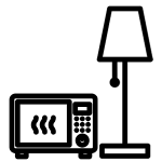 pictogrammes micro-ondes et lampe de salon